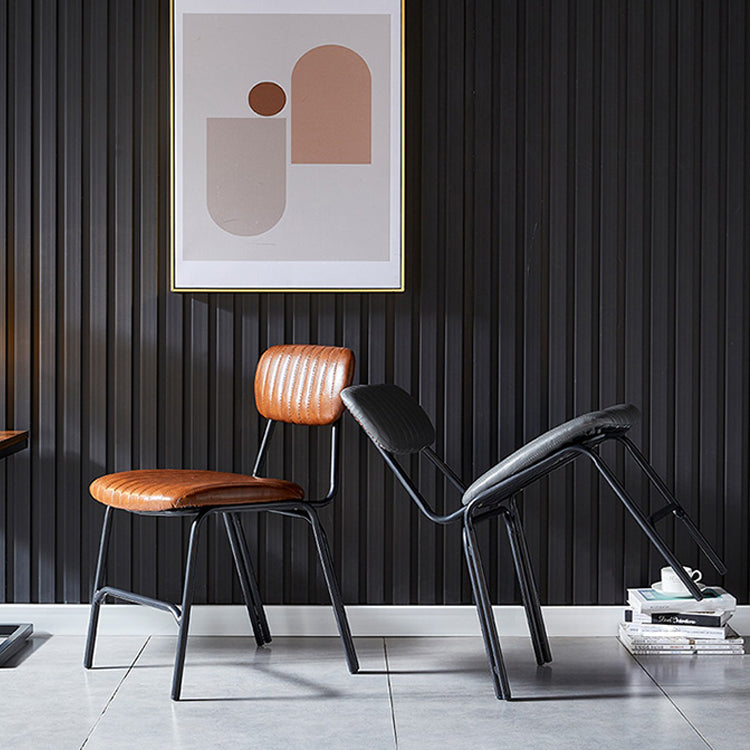 Industrial Design Open Back Dining Side Chairs Faux Leather Dining Chairs Clearhalo ' kitchen&dining_furn' 'Dining Chairs' 'Dining Tables & Seating' 'dining_chair' 'furn' 'furn_dining_chair' 'Furniture' 'furniture_dining_chair' 'Kitchen & Dining Furniture' 'kitchen' 4511450