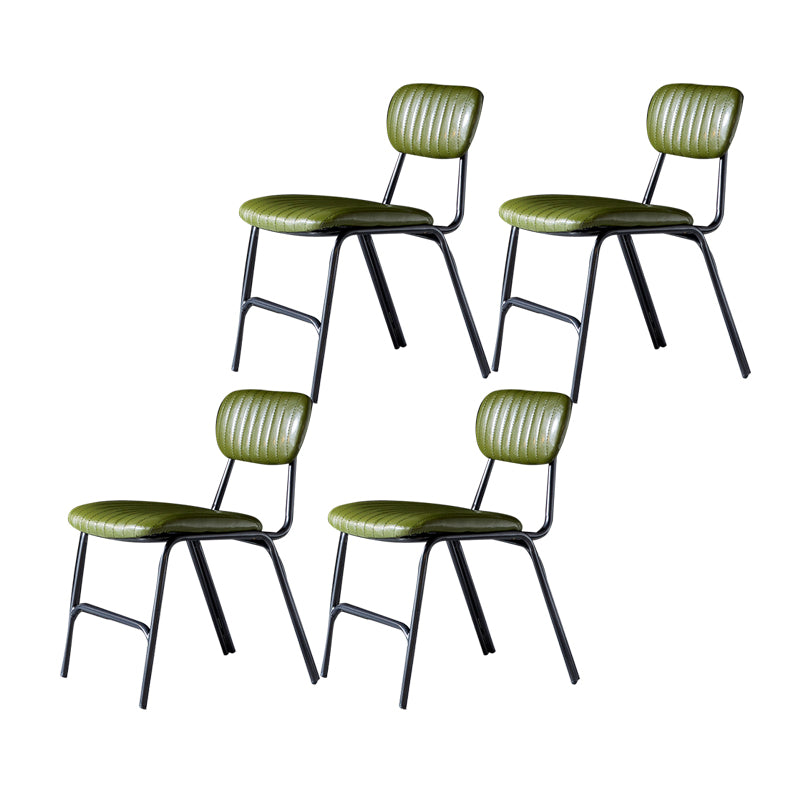 Industrial Design Open Back Dining Side Chairs Faux Leather Dining Chairs Blackish Green 4 Piece Set Clearhalo ' kitchen&dining_furn' 'Dining Chairs' 'Dining Tables & Seating' 'dining_chair' 'furn' 'furn_dining_chair' 'Furniture' 'furniture_dining_chair' 'Kitchen & Dining Furniture' 'kitchen' 4511451