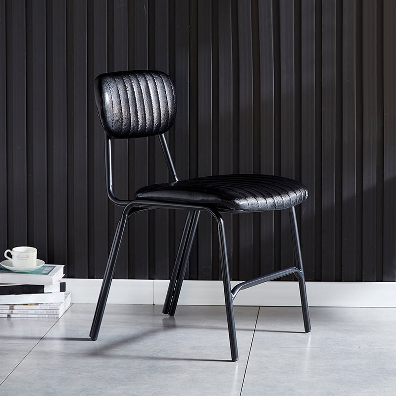 Industrial Design Open Back Dining Side Chairs Faux Leather Dining Chairs Clearhalo ' kitchen&dining_furn' 'Dining Chairs' 'Dining Tables & Seating' 'dining_chair' 'furn' 'furn_dining_chair' 'Furniture' 'furniture_dining_chair' 'Kitchen & Dining Furniture' 'kitchen' 4511452