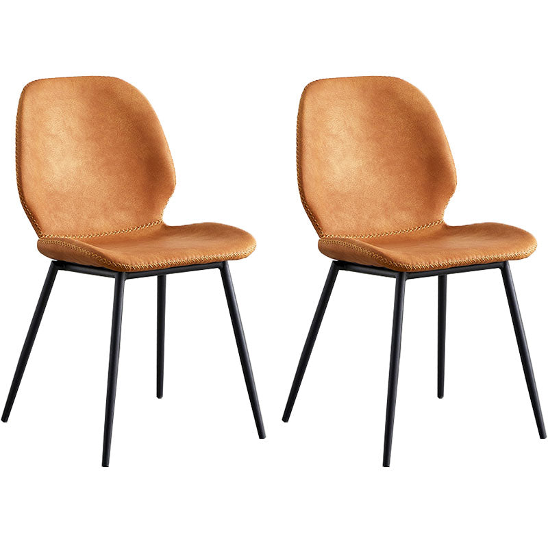 Contemporary Metal Dining Chairs Dining Wingback Armless Side Chairs for Kitchen Orange 2 Piece Set Clearhalo ' kitchen&dining_furn' 'Dining Chairs' 'Dining Tables & Seating' 'dining_chair' 'furn' 'furn_dining_chair' 'Furniture' 'furniture_dining_chair' 'Kitchen & Dining Furniture' 'kitchen' 4511457