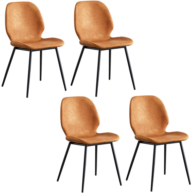 Contemporary Metal Dining Chairs Dining Wingback Armless Side Chairs for Kitchen Orange 4 Piece Set Clearhalo ' kitchen&dining_furn' 'Dining Chairs' 'Dining Tables & Seating' 'dining_chair' 'furn' 'furn_dining_chair' 'Furniture' 'furniture_dining_chair' 'Kitchen & Dining Furniture' 'kitchen' 4511458