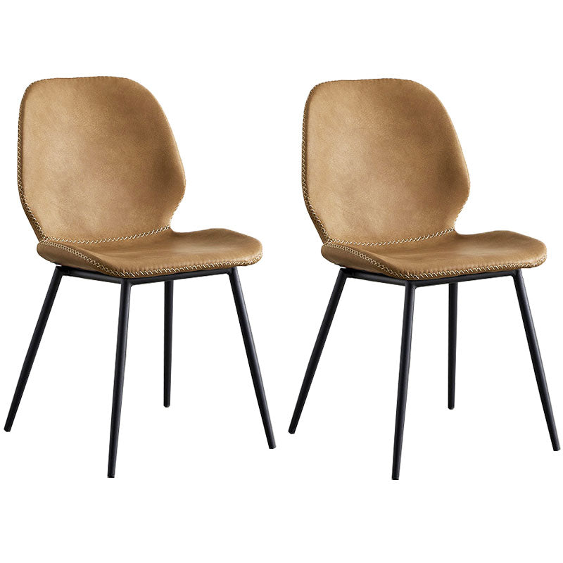 Contemporary Metal Dining Chairs Dining Wingback Armless Side Chairs for Kitchen Brown 2 Piece Set Clearhalo ' kitchen&dining_furn' 'Dining Chairs' 'Dining Tables & Seating' 'dining_chair' 'furn' 'furn_dining_chair' 'Furniture' 'furniture_dining_chair' 'Kitchen & Dining Furniture' 'kitchen' 4511462