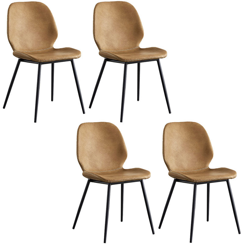 Contemporary Metal Dining Chairs Dining Wingback Armless Side Chairs for Kitchen Brown 4 Piece Set Clearhalo ' kitchen&dining_furn' 'Dining Chairs' 'Dining Tables & Seating' 'dining_chair' 'furn' 'furn_dining_chair' 'Furniture' 'furniture_dining_chair' 'Kitchen & Dining Furniture' 'kitchen' 4511464