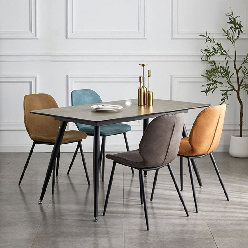 Contemporary Metal Dining Chairs Dining Wingback Armless Side Chairs for Kitchen Clearhalo ' kitchen&dining_furn' 'Dining Chairs' 'Dining Tables & Seating' 'dining_chair' 'furn' 'furn_dining_chair' 'Furniture' 'furniture_dining_chair' 'Kitchen & Dining Furniture' 'kitchen' 4511471