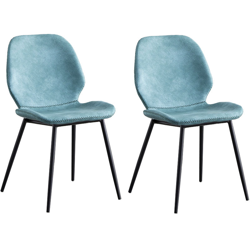 Contemporary Metal Dining Chairs Dining Wingback Armless Side Chairs for Kitchen Blue 2 Piece Set Clearhalo ' kitchen&dining_furn' 'Dining Chairs' 'Dining Tables & Seating' 'dining_chair' 'furn' 'furn_dining_chair' 'Furniture' 'furniture_dining_chair' 'Kitchen & Dining Furniture' 'kitchen' 4511475