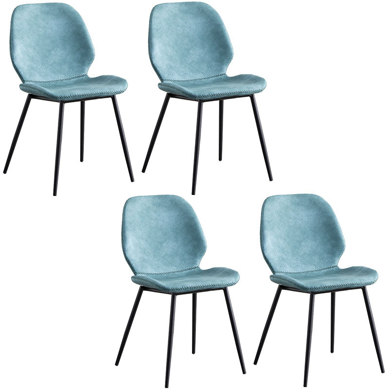 Contemporary Metal Dining Chairs Dining Wingback Armless Side Chairs for Kitchen Blue 4 Piece Set Clearhalo ' kitchen&dining_furn' 'Dining Chairs' 'Dining Tables & Seating' 'dining_chair' 'furn' 'furn_dining_chair' 'Furniture' 'furniture_dining_chair' 'Kitchen & Dining Furniture' 'kitchen' 4511476