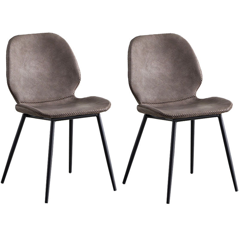 Contemporary Metal Dining Chairs Dining Wingback Armless Side Chairs for Kitchen Gray Purple 2 Piece Set Clearhalo ' kitchen&dining_furn' 'Dining Chairs' 'Dining Tables & Seating' 'dining_chair' 'furn' 'furn_dining_chair' 'Furniture' 'furniture_dining_chair' 'Kitchen & Dining Furniture' 'kitchen' 4511478
