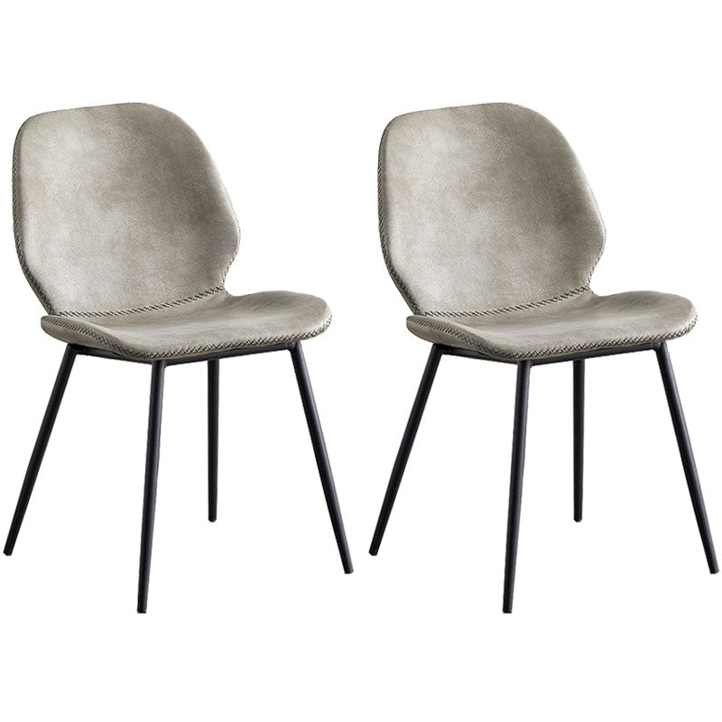 Contemporary Metal Dining Chairs Dining Wingback Armless Side Chairs for Kitchen Light Gray 2 Piece Set Clearhalo ' kitchen&dining_furn' 'Dining Chairs' 'Dining Tables & Seating' 'dining_chair' 'furn' 'furn_dining_chair' 'Furniture' 'furniture_dining_chair' 'Kitchen & Dining Furniture' 'kitchen' 4511481