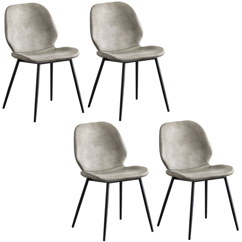 Contemporary Metal Dining Chairs Dining Wingback Armless Side Chairs for Kitchen Light Gray 4 Piece Set Clearhalo ' kitchen&dining_furn' 'Dining Chairs' 'Dining Tables & Seating' 'dining_chair' 'furn' 'furn_dining_chair' 'Furniture' 'furniture_dining_chair' 'Kitchen & Dining Furniture' 'kitchen' 4511482