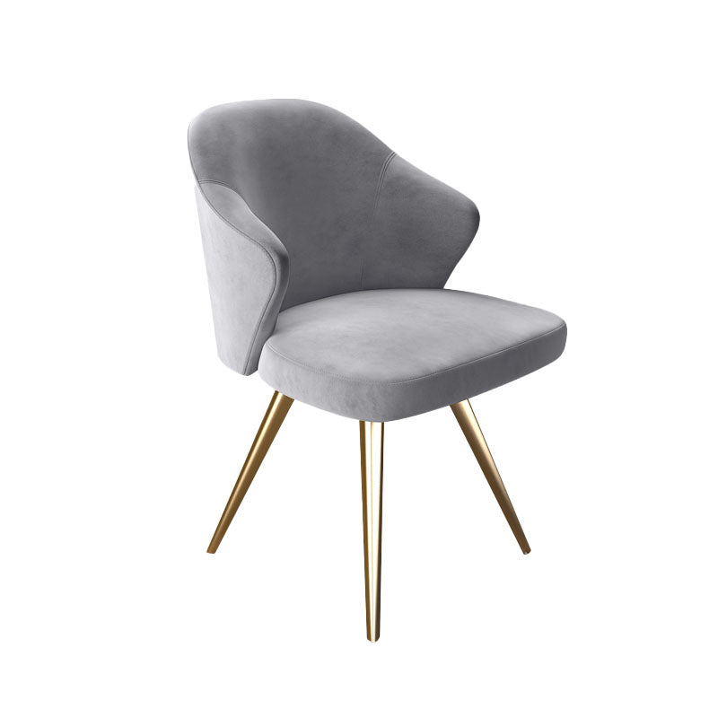 Glam Metal Dining Arm Chair Upholstered Side Chairs for Home Use Grey 1 Piece Clearhalo ' kitchen&dining_furn' 'Dining Chairs' 'Dining Tables & Seating' 'dining_chair' 'furn' 'furn_dining_chair' 'Furniture' 'furniture_dining_chair' 'Kitchen & Dining Furniture' 'kitchen' 4511485