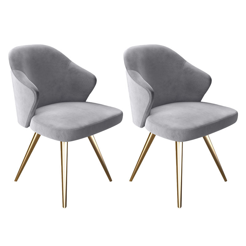 Glam Metal Dining Arm Chair Upholstered Side Chairs for Home Use Grey 2 Piece Set Clearhalo ' kitchen&dining_furn' 'Dining Chairs' 'Dining Tables & Seating' 'dining_chair' 'furn' 'furn_dining_chair' 'Furniture' 'furniture_dining_chair' 'Kitchen & Dining Furniture' 'kitchen' 4511486