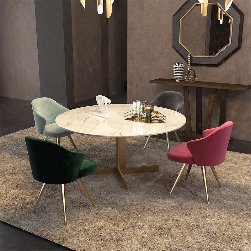 Glam Metal Dining Arm Chair Upholstered Side Chairs for Home Use Clearhalo ' kitchen&dining_furn' 'Dining Chairs' 'Dining Tables & Seating' 'dining_chair' 'furn' 'furn_dining_chair' 'Furniture' 'furniture_dining_chair' 'Kitchen & Dining Furniture' 'kitchen' 4511487