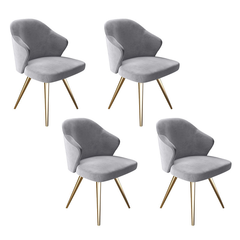 Glam Metal Dining Arm Chair Upholstered Side Chairs for Home Use Grey 4 Piece Set Clearhalo ' kitchen&dining_furn' 'Dining Chairs' 'Dining Tables & Seating' 'dining_chair' 'furn' 'furn_dining_chair' 'Furniture' 'furniture_dining_chair' 'Kitchen & Dining Furniture' 'kitchen' 4511489