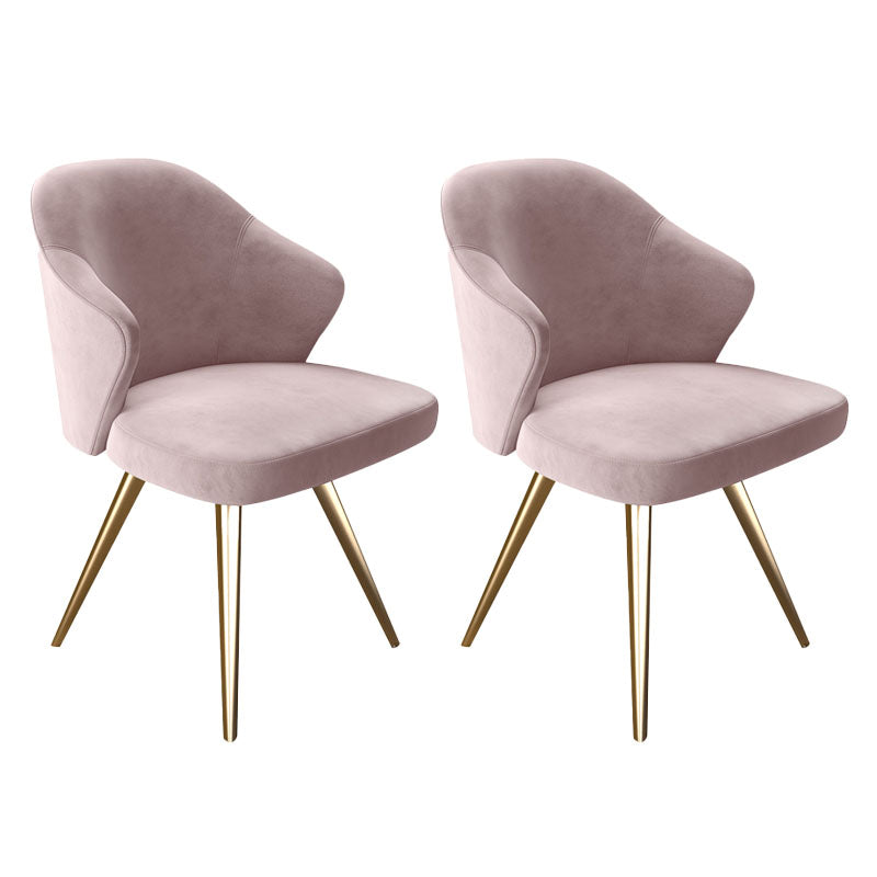 Glam Metal Dining Arm Chair Upholstered Side Chairs for Home Use Pink 2 Piece Set Clearhalo ' kitchen&dining_furn' 'Dining Chairs' 'Dining Tables & Seating' 'dining_chair' 'furn' 'furn_dining_chair' 'Furniture' 'furniture_dining_chair' 'Kitchen & Dining Furniture' 'kitchen' 4511492