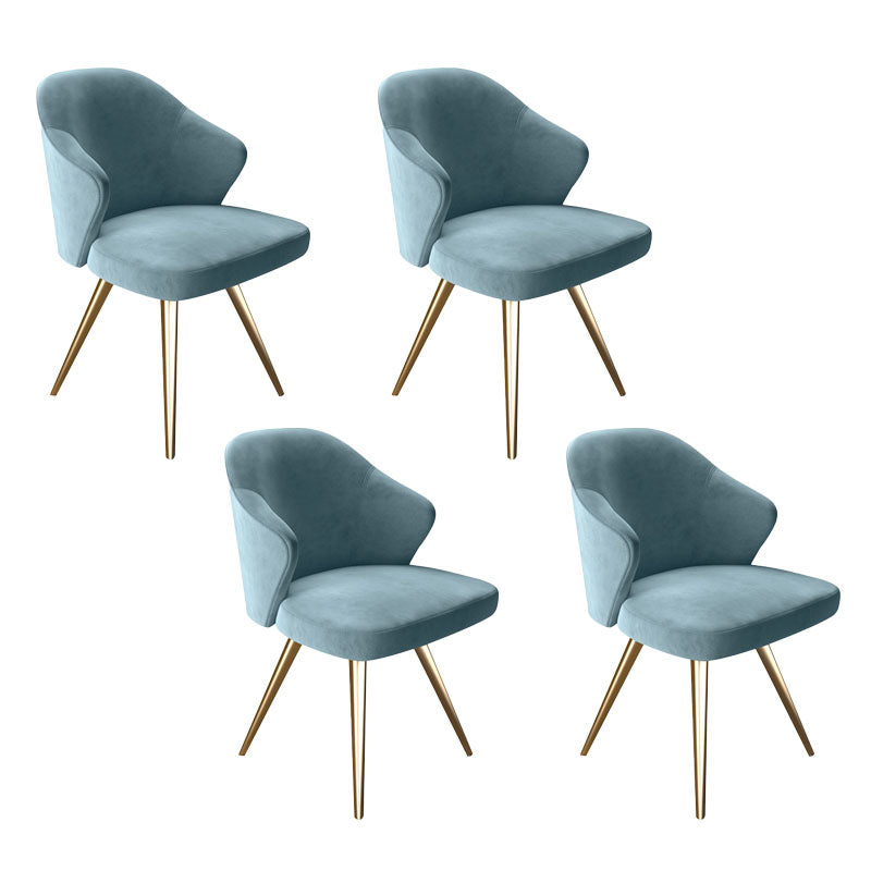 Glam Metal Dining Arm Chair Upholstered Side Chairs for Home Use Pink-Blue 4 Piece Set Clearhalo ' kitchen&dining_furn' 'Dining Chairs' 'Dining Tables & Seating' 'dining_chair' 'furn' 'furn_dining_chair' 'Furniture' 'furniture_dining_chair' 'Kitchen & Dining Furniture' 'kitchen' 4511501