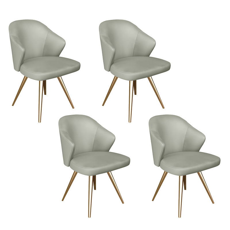 Glam Metal Dining Arm Chair Upholstered Side Chairs for Home Use Light Gray 4 Piece Set Clearhalo ' kitchen&dining_furn' 'Dining Chairs' 'Dining Tables & Seating' 'dining_chair' 'furn' 'furn_dining_chair' 'Furniture' 'furniture_dining_chair' 'Kitchen & Dining Furniture' 'kitchen' 4511507