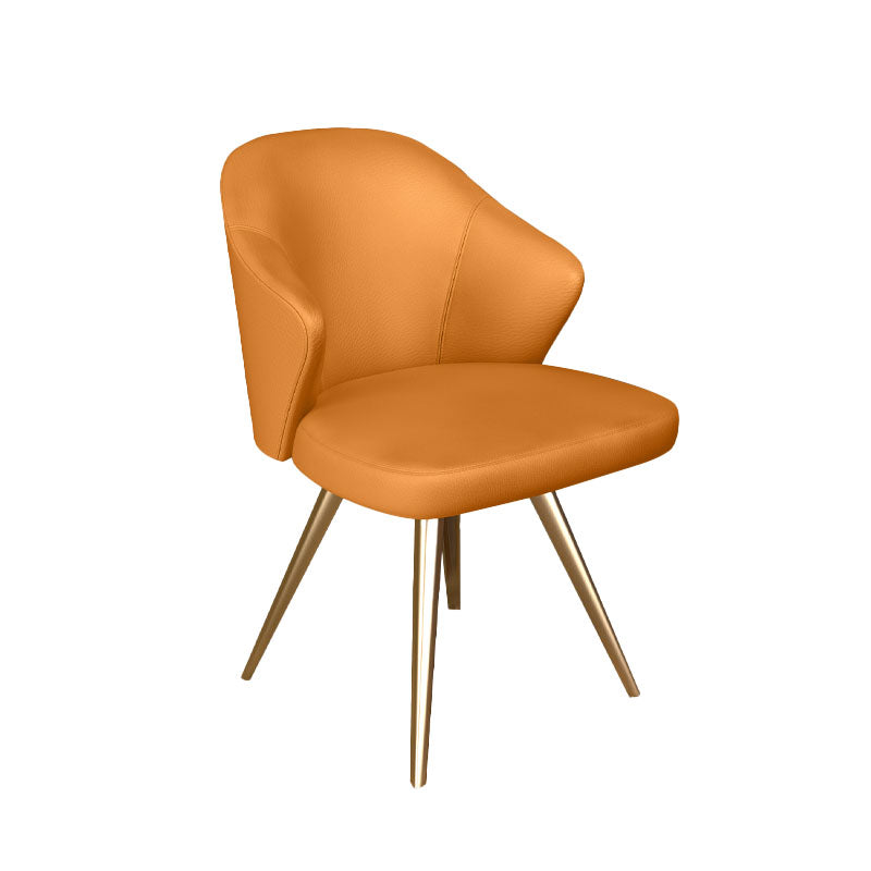 Glam Metal Dining Arm Chair Upholstered Side Chairs for Home Use Yellow 1 Piece Clearhalo ' kitchen&dining_furn' 'Dining Chairs' 'Dining Tables & Seating' 'dining_chair' 'furn' 'furn_dining_chair' 'Furniture' 'furniture_dining_chair' 'Kitchen & Dining Furniture' 'kitchen' 4511508