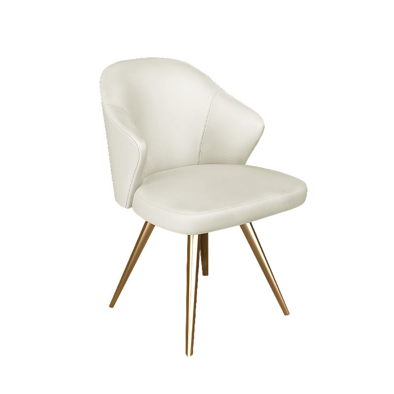 Glam Metal Dining Arm Chair Upholstered Side Chairs for Home Use Off-White 1 Piece Clearhalo ' kitchen&dining_furn' 'Dining Chairs' 'Dining Tables & Seating' 'dining_chair' 'furn' 'furn_dining_chair' 'Furniture' 'furniture_dining_chair' 'Kitchen & Dining Furniture' 'kitchen' 4511511