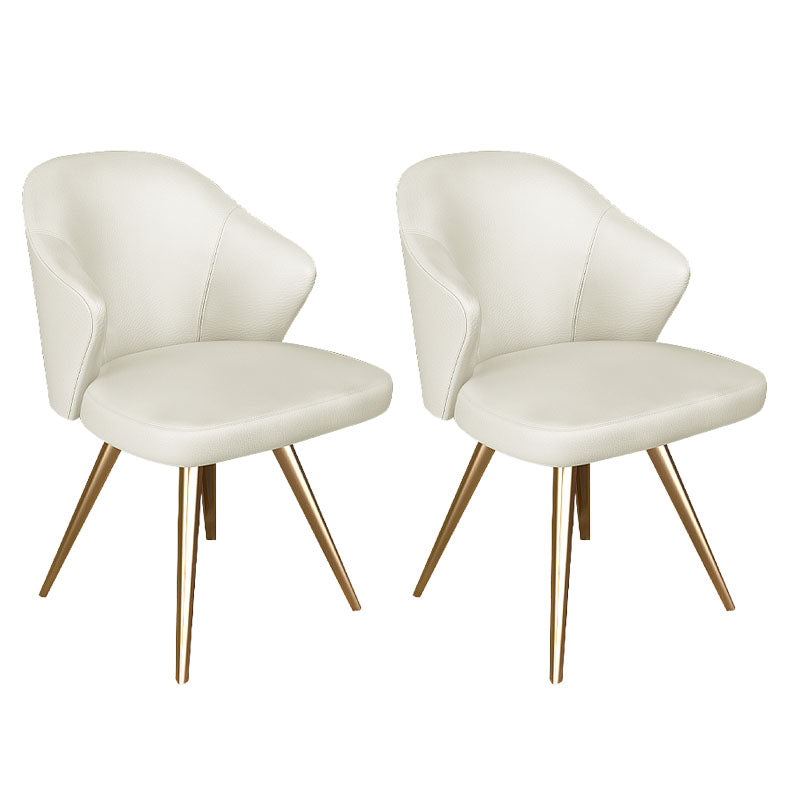 Glam Metal Dining Arm Chair Upholstered Side Chairs for Home Use Off-White 2 Piece Set Clearhalo ' kitchen&dining_furn' 'Dining Chairs' 'Dining Tables & Seating' 'dining_chair' 'furn' 'furn_dining_chair' 'Furniture' 'furniture_dining_chair' 'Kitchen & Dining Furniture' 'kitchen' 4511512