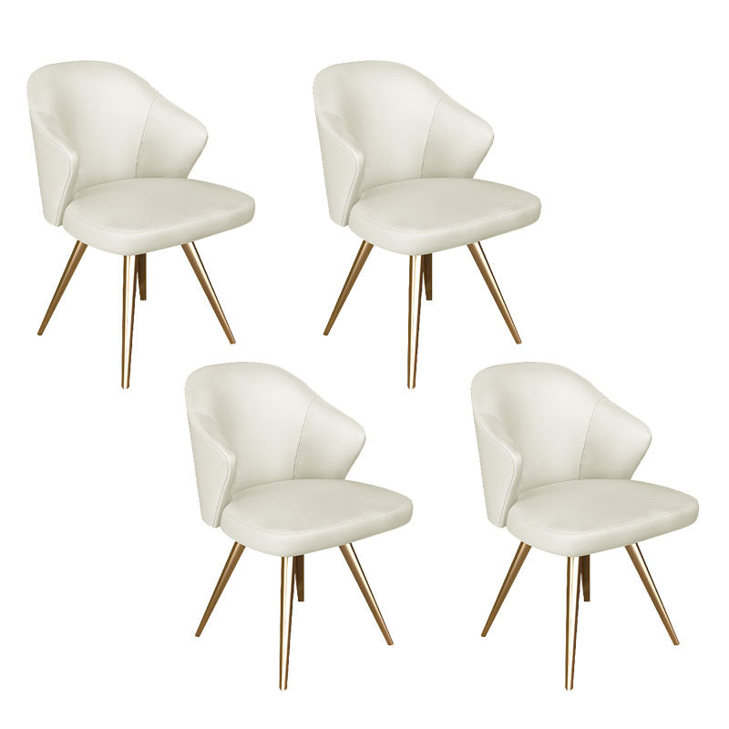 Glam Metal Dining Arm Chair Upholstered Side Chairs for Home Use Off-White 4 Piece Set Clearhalo ' kitchen&dining_furn' 'Dining Chairs' 'Dining Tables & Seating' 'dining_chair' 'furn' 'furn_dining_chair' 'Furniture' 'furniture_dining_chair' 'Kitchen & Dining Furniture' 'kitchen' 4511513