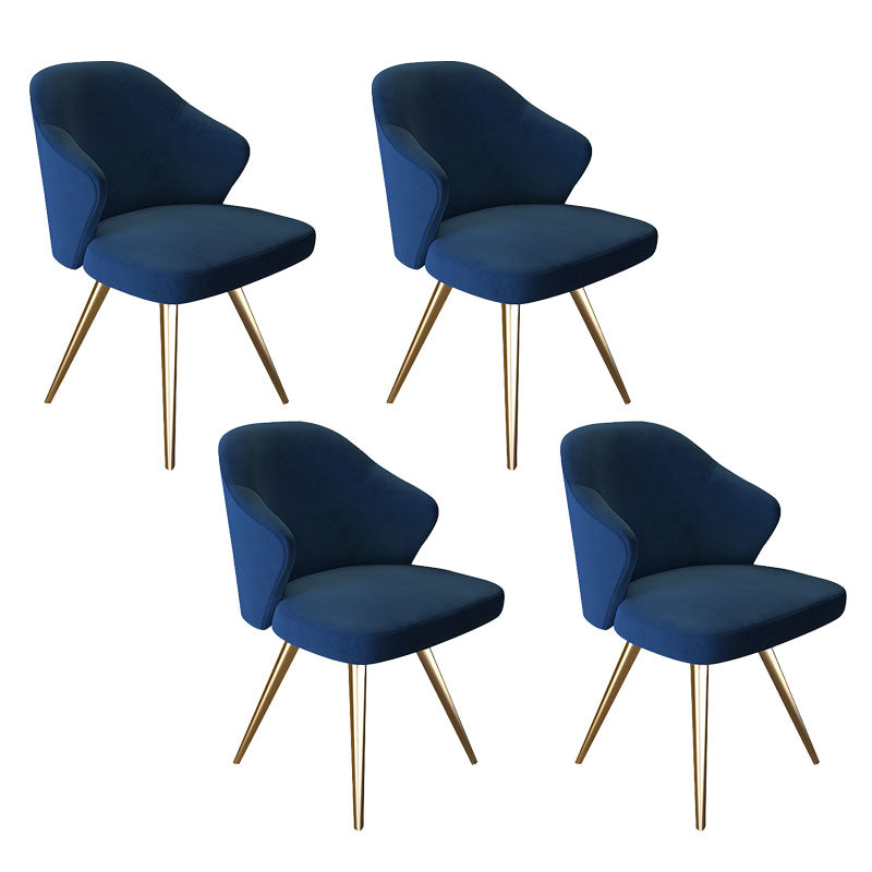 Glam Metal Dining Arm Chair Upholstered Side Chairs for Home Use Royal Blue 4 Piece Set Clearhalo ' kitchen&dining_furn' 'Dining Chairs' 'Dining Tables & Seating' 'dining_chair' 'furn' 'furn_dining_chair' 'Furniture' 'furniture_dining_chair' 'Kitchen & Dining Furniture' 'kitchen' 4511516