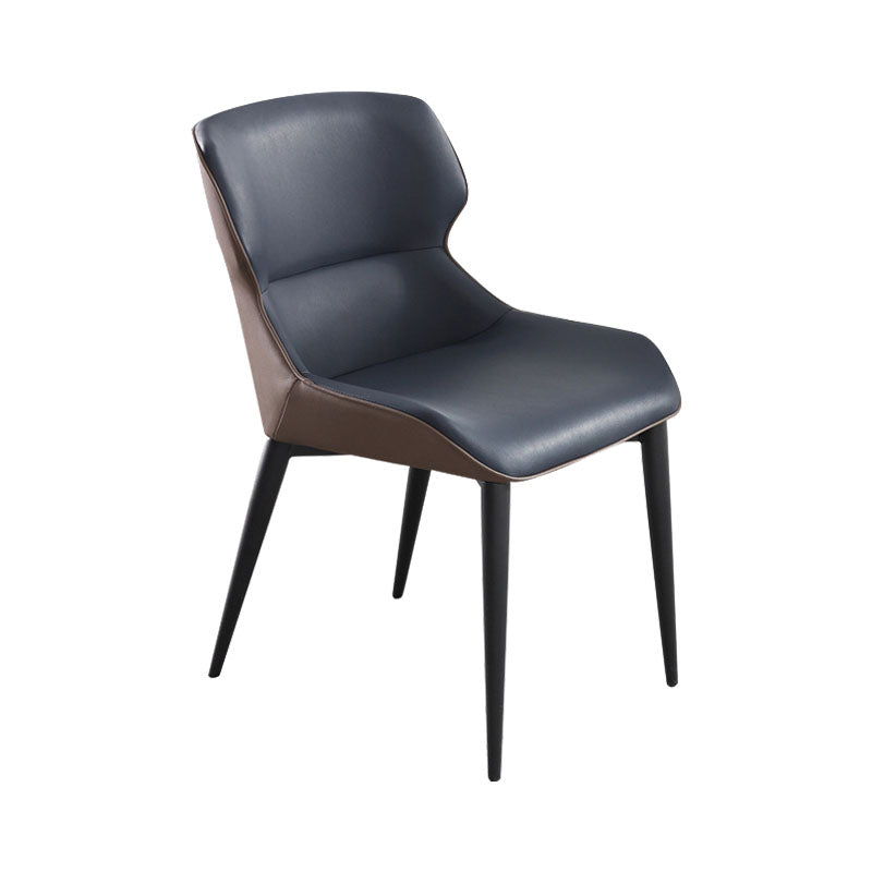 Contemporary Dining Room Chairs Matte Finish Leather Curved Parsons Arm Chair Dark Blue 1 Piece Clearhalo ' kitchen&dining_furn' 'Dining Chairs' 'Dining Tables & Seating' 'dining_chair' 'furn' 'furn_dining_chair' 'Furniture' 'furniture_dining_chair' 'Kitchen & Dining Furniture' 'kitchen' 4511519