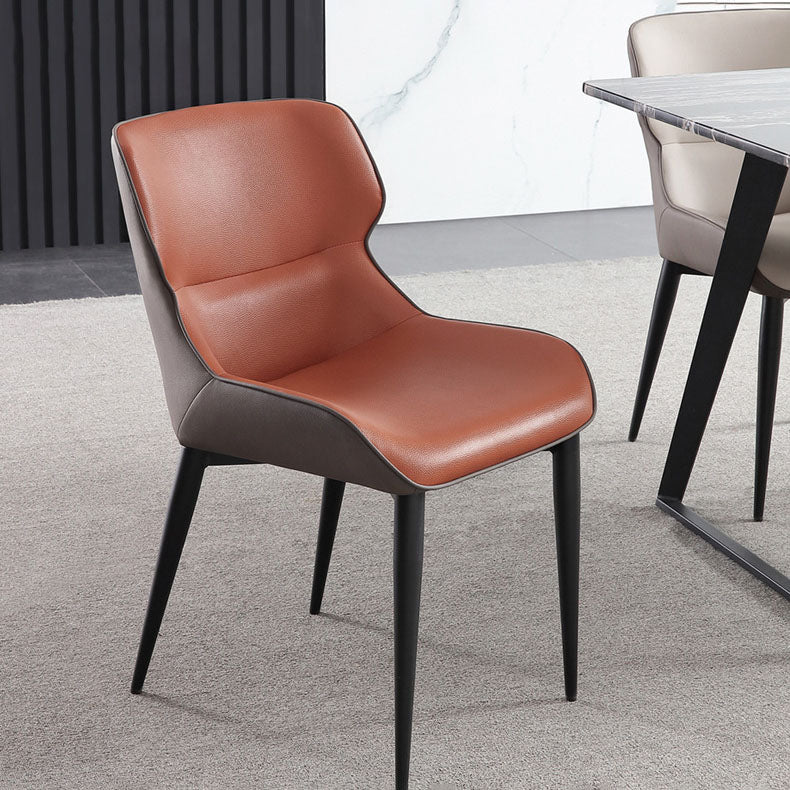 Contemporary Dining Room Chairs Matte Finish Leather Curved Parsons Arm Chair Clearhalo ' kitchen&dining_furn' 'Dining Chairs' 'Dining Tables & Seating' 'dining_chair' 'furn' 'furn_dining_chair' 'Furniture' 'furniture_dining_chair' 'Kitchen & Dining Furniture' 'kitchen' 4511520