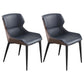 Contemporary Dining Room Chairs Matte Finish Leather Curved Parsons Arm Chair Dark Blue 2 Piece Set Clearhalo ' kitchen&dining_furn' 'Dining Chairs' 'Dining Tables & Seating' 'dining_chair' 'furn' 'furn_dining_chair' 'Furniture' 'furniture_dining_chair' 'Kitchen & Dining Furniture' 'kitchen' 4511521