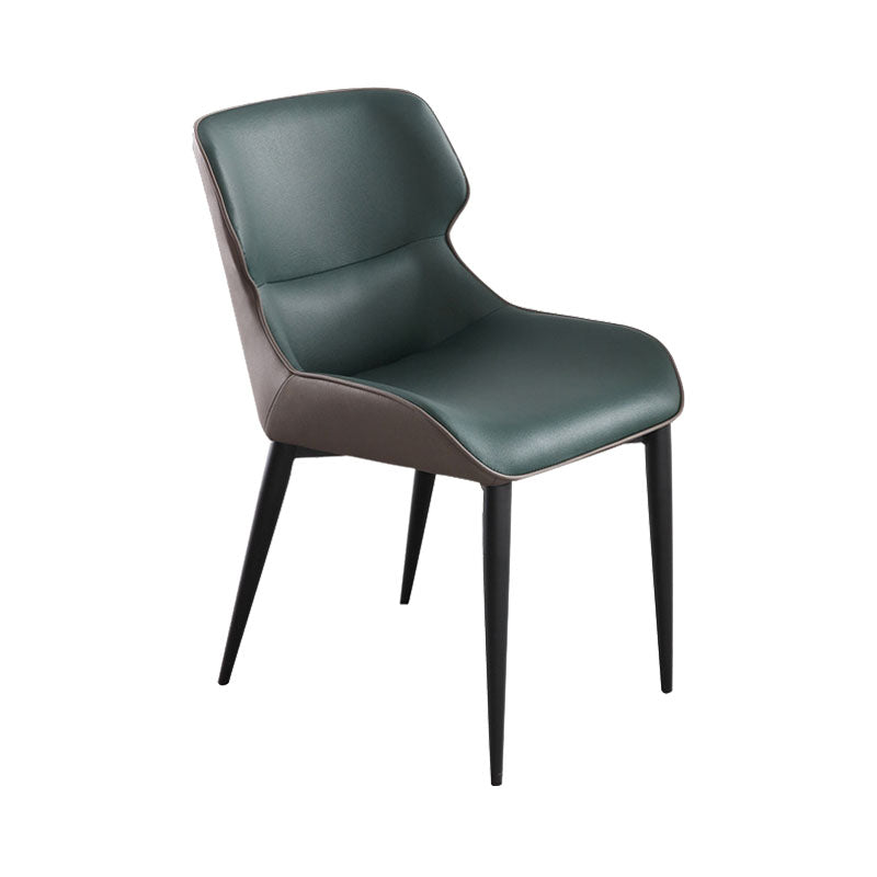 Contemporary Dining Room Chairs Matte Finish Leather Curved Parsons Arm Chair Green 1 Piece Clearhalo ' kitchen&dining_furn' 'Dining Chairs' 'Dining Tables & Seating' 'dining_chair' 'furn' 'furn_dining_chair' 'Furniture' 'furniture_dining_chair' 'Kitchen & Dining Furniture' 'kitchen' 4511531