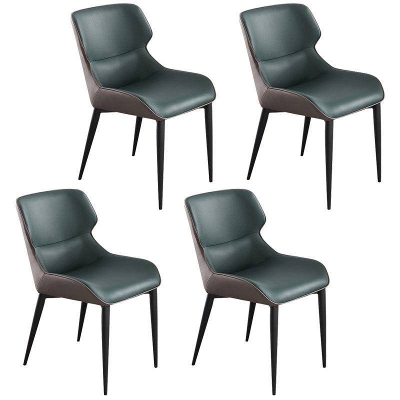 Contemporary Dining Room Chairs Matte Finish Leather Curved Parsons Arm Chair Green 4 Piece Set Clearhalo ' kitchen&dining_furn' 'Dining Chairs' 'Dining Tables & Seating' 'dining_chair' 'furn' 'furn_dining_chair' 'Furniture' 'furniture_dining_chair' 'Kitchen & Dining Furniture' 'kitchen' 4511534