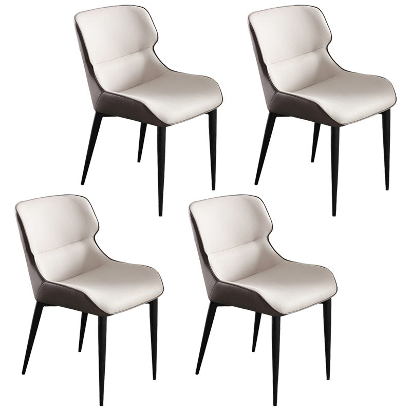 Contemporary Dining Room Chairs Matte Finish Leather Curved Parsons Arm Chair Off-White 4 Piece Set Clearhalo ' kitchen&dining_furn' 'Dining Chairs' 'Dining Tables & Seating' 'dining_chair' 'furn' 'furn_dining_chair' 'Furniture' 'furniture_dining_chair' 'Kitchen & Dining Furniture' 'kitchen' 4511539