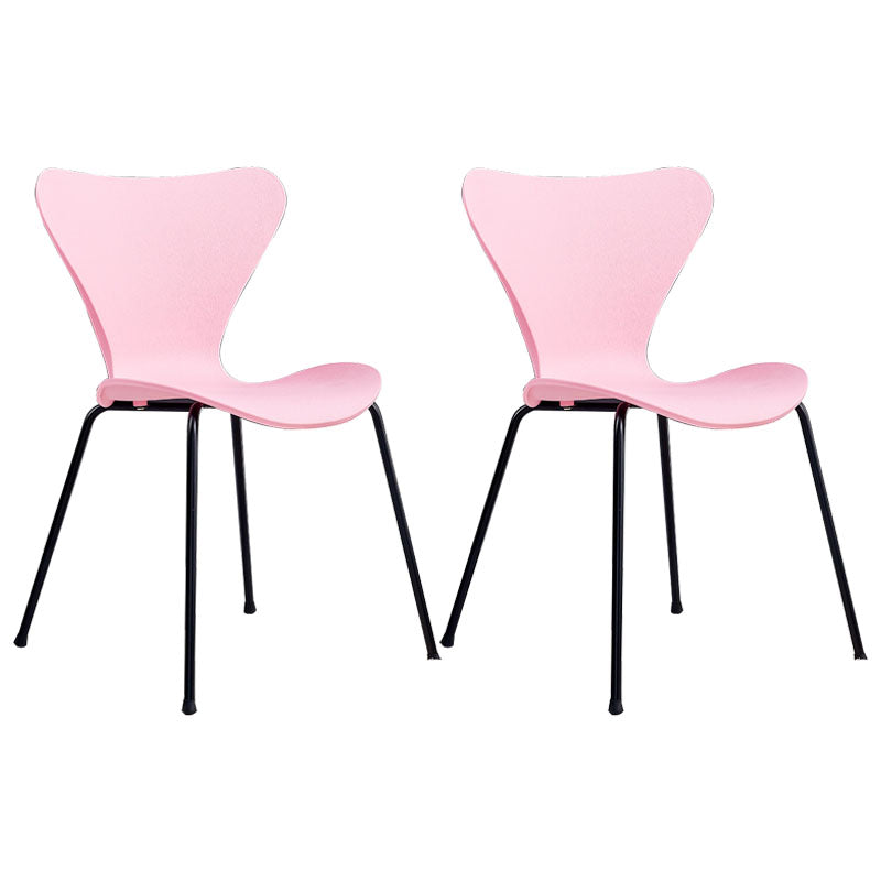 Contemporary Dining and Accent Chairs Indoor-Outdoor Solid Back Side Chair for Patio Pink Set of 2 Clearhalo ' kitchen&dining_furn' 'Dining Chairs' 'Dining Tables & Seating' 'dining_chair' 'Furniture' 'furniture_dining_chair' 'Kitchen & Dining Furniture' 'kitchen' 4511546