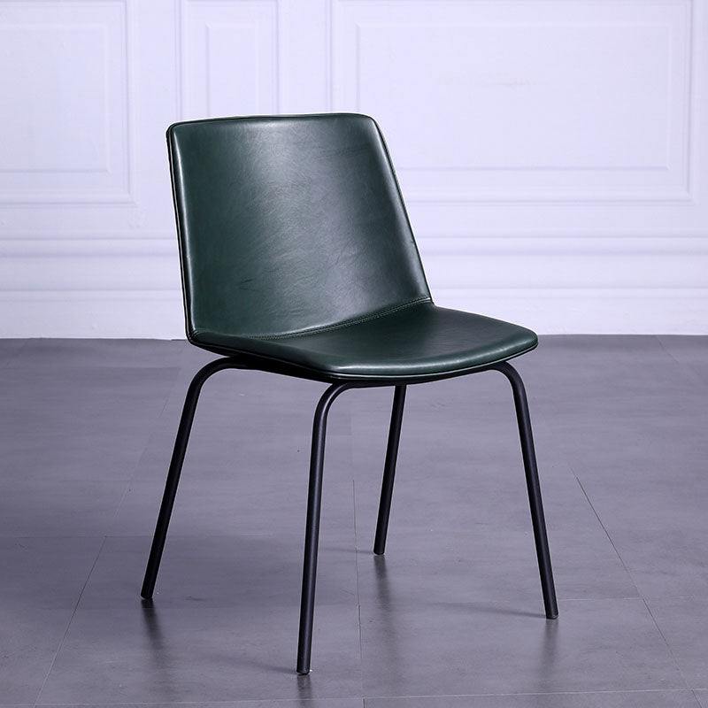 Contemporary Hotel Solid Back Side Chair Leather Matte Finish Dining Chair Blackish Green 1 Piece Clearhalo ' kitchen&dining_furn' 'Dining Chairs' 'Dining Tables & Seating' 'dining_chair' 'furn' 'furn_dining_chair' 'Furniture' 'furniture_dining_chair' 'Kitchen & Dining Furniture' 'kitchen' 4511562