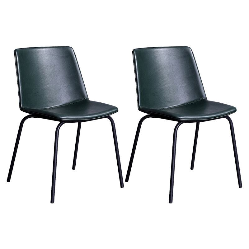 Contemporary Hotel Solid Back Side Chair Leather Matte Finish Dining Chair Blackish Green 2 Piece Set Clearhalo ' kitchen&dining_furn' 'Dining Chairs' 'Dining Tables & Seating' 'dining_chair' 'furn' 'furn_dining_chair' 'Furniture' 'furniture_dining_chair' 'Kitchen & Dining Furniture' 'kitchen' 4511564