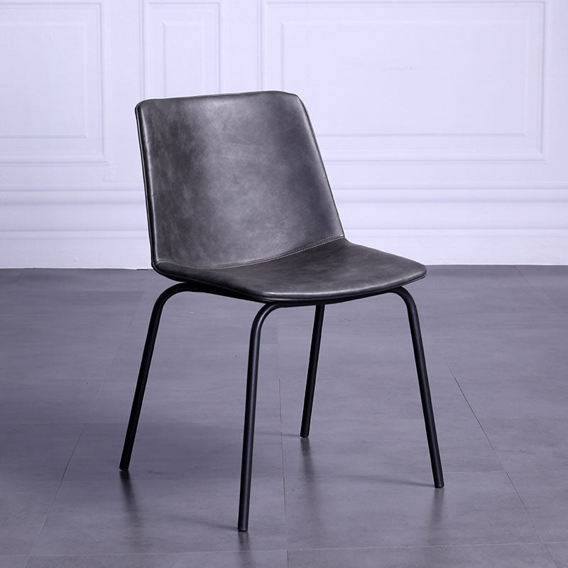 Contemporary Hotel Solid Back Side Chair Leather Matte Finish Dining Chair Black-Gray 1 Piece Clearhalo ' kitchen&dining_furn' 'Dining Chairs' 'Dining Tables & Seating' 'dining_chair' 'furn' 'furn_dining_chair' 'Furniture' 'furniture_dining_chair' 'Kitchen & Dining Furniture' 'kitchen' 4511567