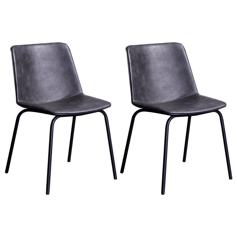 Contemporary Hotel Solid Back Side Chair Leather Matte Finish Dining Chair Black-Gray 2 Piece Set Clearhalo ' kitchen&dining_furn' 'Dining Chairs' 'Dining Tables & Seating' 'dining_chair' 'furn' 'furn_dining_chair' 'Furniture' 'furniture_dining_chair' 'Kitchen & Dining Furniture' 'kitchen' 4511569