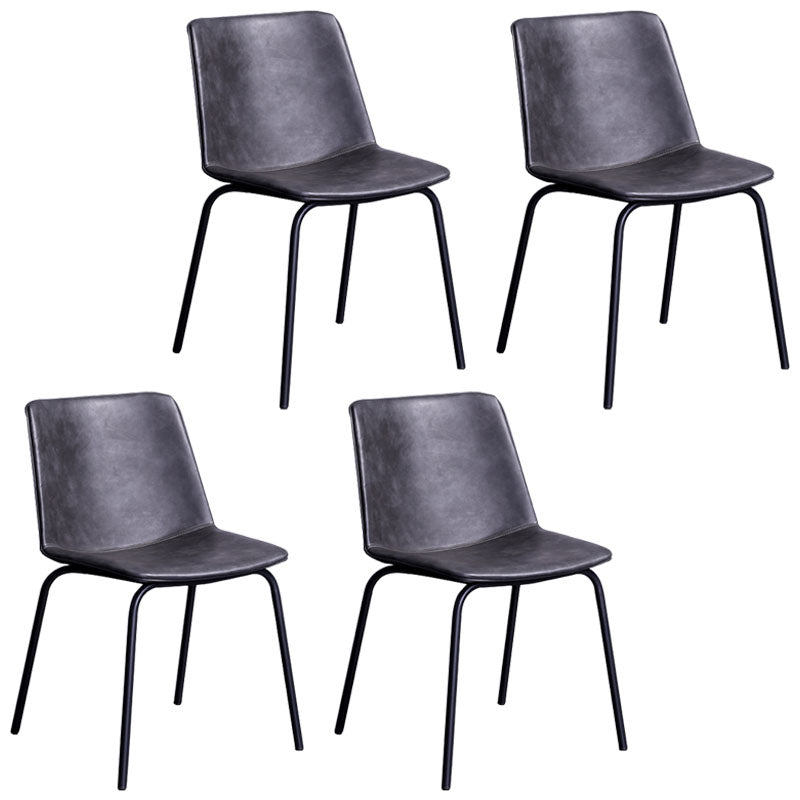 Contemporary Hotel Solid Back Side Chair Leather Matte Finish Dining Chair Black-Gray 4 Piece Set Clearhalo ' kitchen&dining_furn' 'Dining Chairs' 'Dining Tables & Seating' 'dining_chair' 'furn' 'furn_dining_chair' 'Furniture' 'furniture_dining_chair' 'Kitchen & Dining Furniture' 'kitchen' 4511571