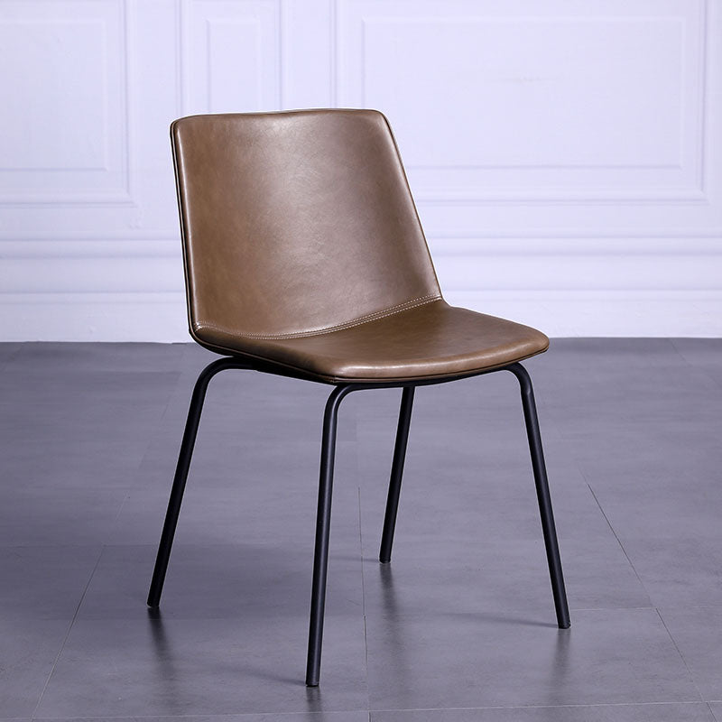 Contemporary Hotel Solid Back Side Chair Leather Matte Finish Dining Chair Dark Khaki 1 Piece Clearhalo ' kitchen&dining_furn' 'Dining Chairs' 'Dining Tables & Seating' 'dining_chair' 'furn' 'furn_dining_chair' 'Furniture' 'furniture_dining_chair' 'Kitchen & Dining Furniture' 'kitchen' 4511573
