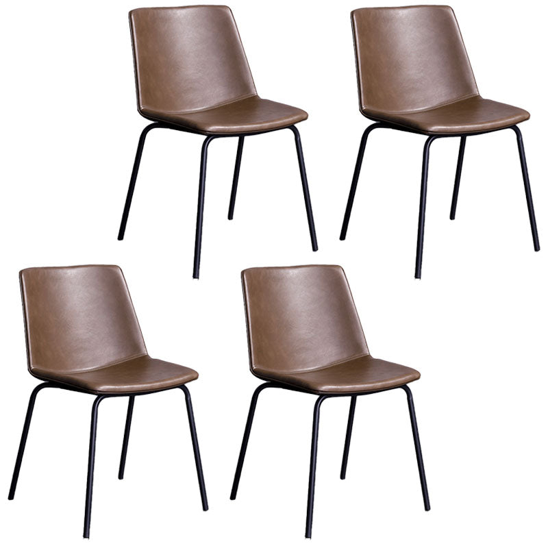 Contemporary Hotel Solid Back Side Chair Leather Matte Finish Dining Chair Dark Khaki 4 Piece Set Clearhalo ' kitchen&dining_furn' 'Dining Chairs' 'Dining Tables & Seating' 'dining_chair' 'furn' 'furn_dining_chair' 'Furniture' 'furniture_dining_chair' 'Kitchen & Dining Furniture' 'kitchen' 4511578