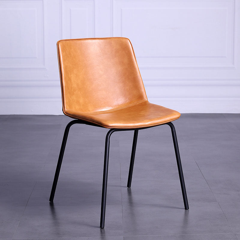 Contemporary Hotel Solid Back Side Chair Leather Matte Finish Dining Chair Brown 1 Piece Clearhalo ' kitchen&dining_furn' 'Dining Chairs' 'Dining Tables & Seating' 'dining_chair' 'furn' 'furn_dining_chair' 'Furniture' 'furniture_dining_chair' 'Kitchen & Dining Furniture' 'kitchen' 4511579