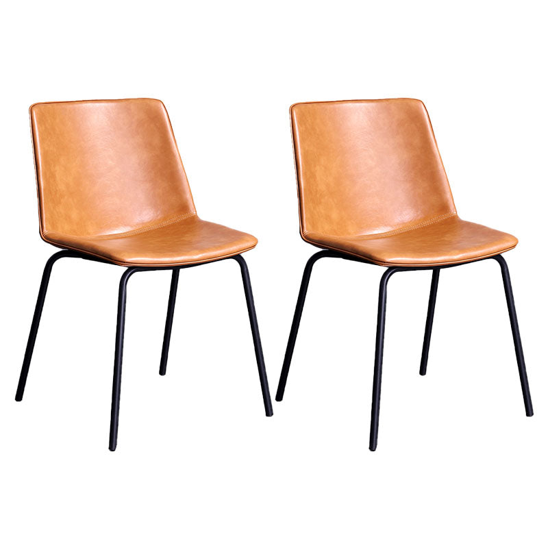 Contemporary Hotel Solid Back Side Chair Leather Matte Finish Dining Chair Brown 2 Piece Set Clearhalo ' kitchen&dining_furn' 'Dining Chairs' 'Dining Tables & Seating' 'dining_chair' 'furn' 'furn_dining_chair' 'Furniture' 'furniture_dining_chair' 'Kitchen & Dining Furniture' 'kitchen' 4511581