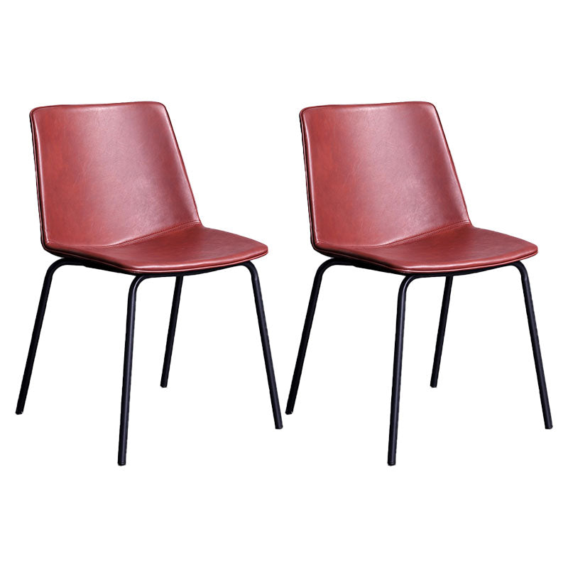 Contemporary Hotel Solid Back Side Chair Leather Matte Finish Dining Chair Burgundy 2 Piece Set Clearhalo ' kitchen&dining_furn' 'Dining Chairs' 'Dining Tables & Seating' 'dining_chair' 'furn' 'furn_dining_chair' 'Furniture' 'furniture_dining_chair' 'Kitchen & Dining Furniture' 'kitchen' 4511587