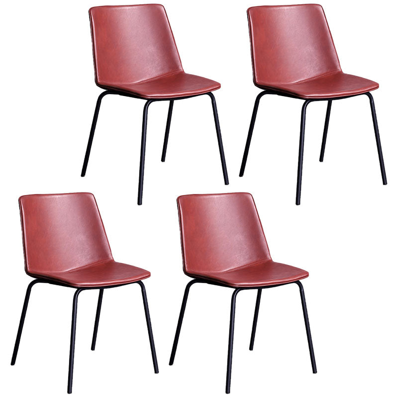 Contemporary Hotel Solid Back Side Chair Leather Matte Finish Dining Chair Burgundy 4 Piece Set Clearhalo ' kitchen&dining_furn' 'Dining Chairs' 'Dining Tables & Seating' 'dining_chair' 'furn' 'furn_dining_chair' 'Furniture' 'furniture_dining_chair' 'Kitchen & Dining Furniture' 'kitchen' 4511588