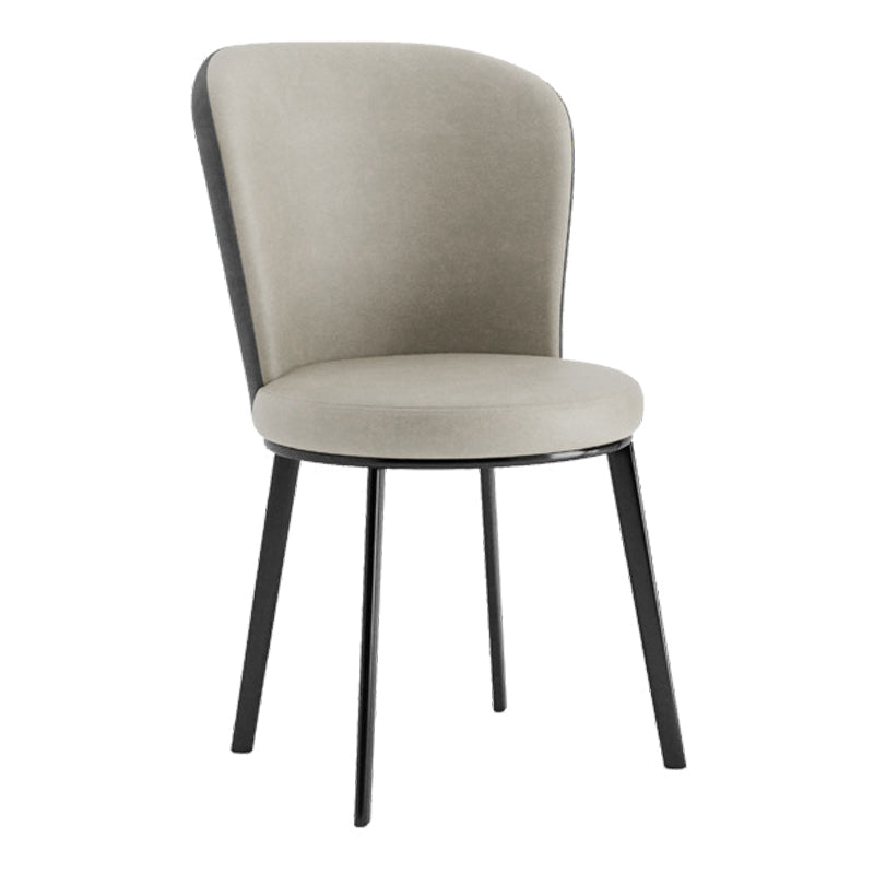 Contemporary Dining Room Side Chairs Matte Finish Leather Curved Parsons Chair Grey 1 Piece Clearhalo ' kitchen&dining_furn' 'Dining Chairs' 'Dining Tables & Seating' 'dining_chair' 'furn' 'furn_dining_chair' 'Furniture' 'furniture_dining_chair' 'Kitchen & Dining Furniture' 'kitchen' 4511591