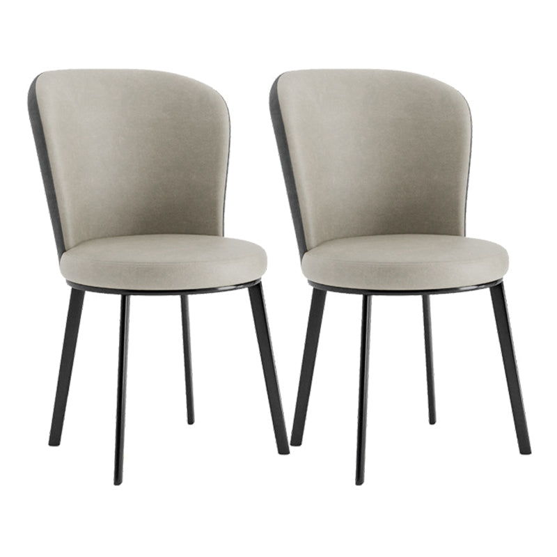 Contemporary Dining Room Side Chairs Matte Finish Leather Curved Parsons Chair Grey 2 Piece Set Clearhalo ' kitchen&dining_furn' 'Dining Chairs' 'Dining Tables & Seating' 'dining_chair' 'furn' 'furn_dining_chair' 'Furniture' 'furniture_dining_chair' 'Kitchen & Dining Furniture' 'kitchen' 4511592