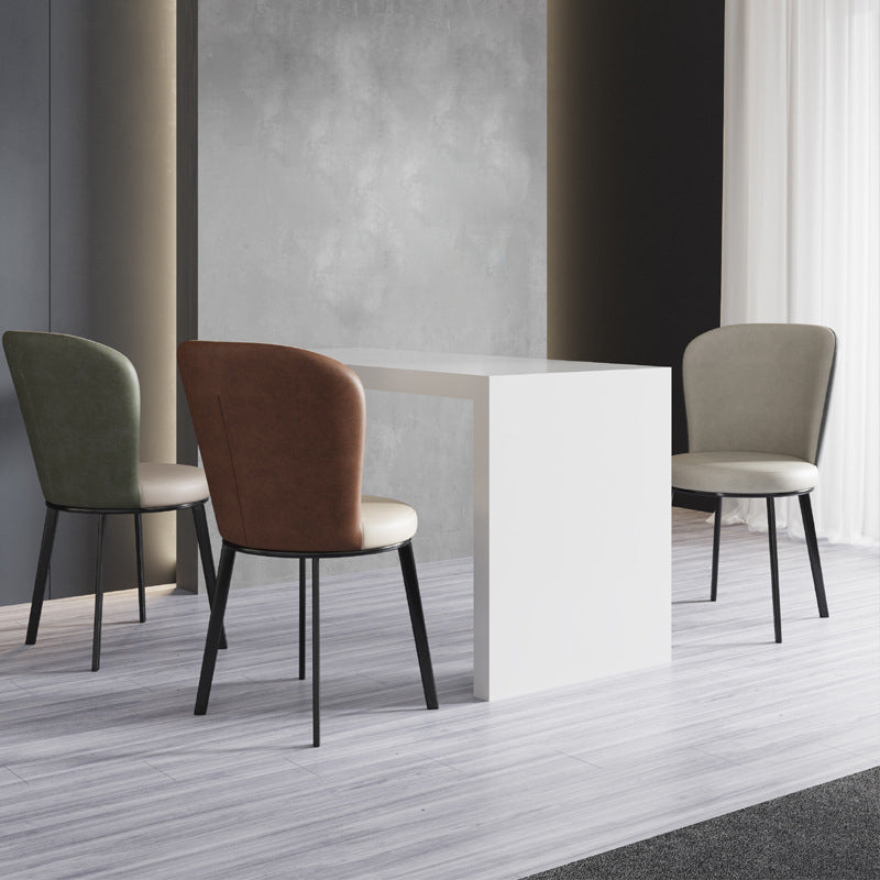 Contemporary Dining Room Side Chairs Matte Finish Leather Curved Parsons Chair Clearhalo ' kitchen&dining_furn' 'Dining Chairs' 'Dining Tables & Seating' 'dining_chair' 'furn' 'furn_dining_chair' 'Furniture' 'furniture_dining_chair' 'Kitchen & Dining Furniture' 'kitchen' 4511593