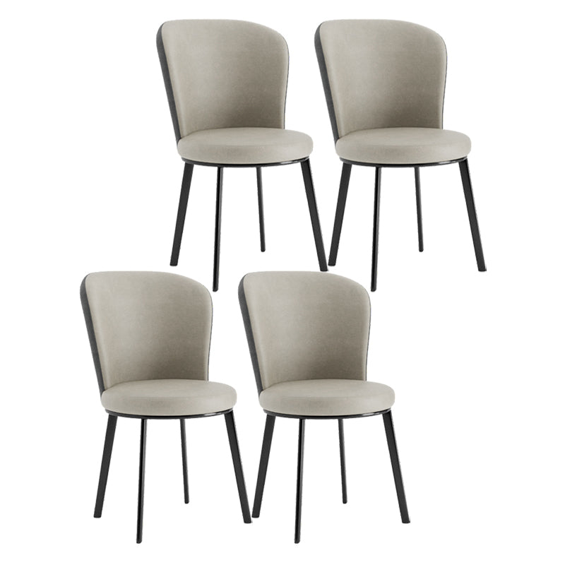 Contemporary Dining Room Side Chairs Matte Finish Leather Curved Parsons Chair Grey 4 Piece Set Clearhalo ' kitchen&dining_furn' 'Dining Chairs' 'Dining Tables & Seating' 'dining_chair' 'furn' 'furn_dining_chair' 'Furniture' 'furniture_dining_chair' 'Kitchen & Dining Furniture' 'kitchen' 4511594