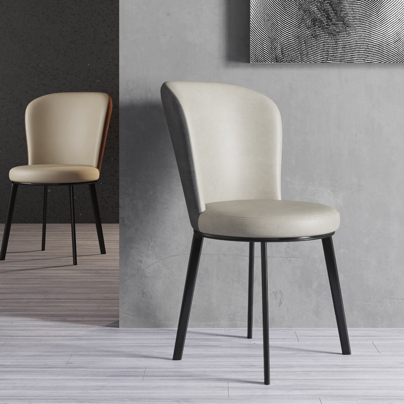 Contemporary Dining Room Side Chairs Matte Finish Leather Curved Parsons Chair Clearhalo ' kitchen&dining_furn' 'Dining Chairs' 'Dining Tables & Seating' 'dining_chair' 'furn' 'furn_dining_chair' 'Furniture' 'furniture_dining_chair' 'Kitchen & Dining Furniture' 'kitchen' 4511595