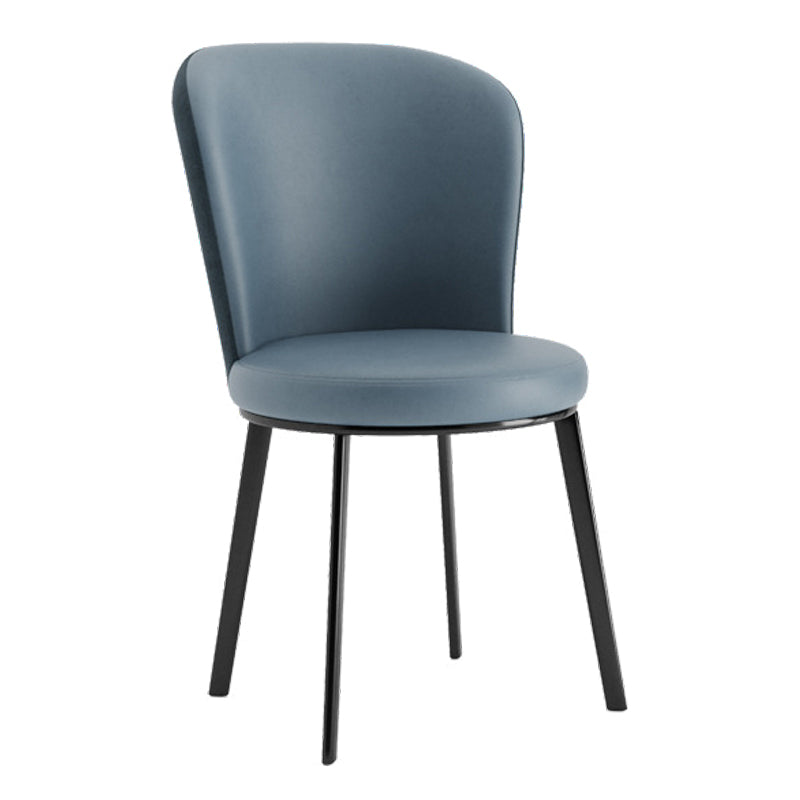 Contemporary Dining Room Side Chairs Matte Finish Leather Curved Parsons Chair Blue 1 Piece Clearhalo ' kitchen&dining_furn' 'Dining Chairs' 'Dining Tables & Seating' 'dining_chair' 'furn' 'furn_dining_chair' 'Furniture' 'furniture_dining_chair' 'Kitchen & Dining Furniture' 'kitchen' 4511596
