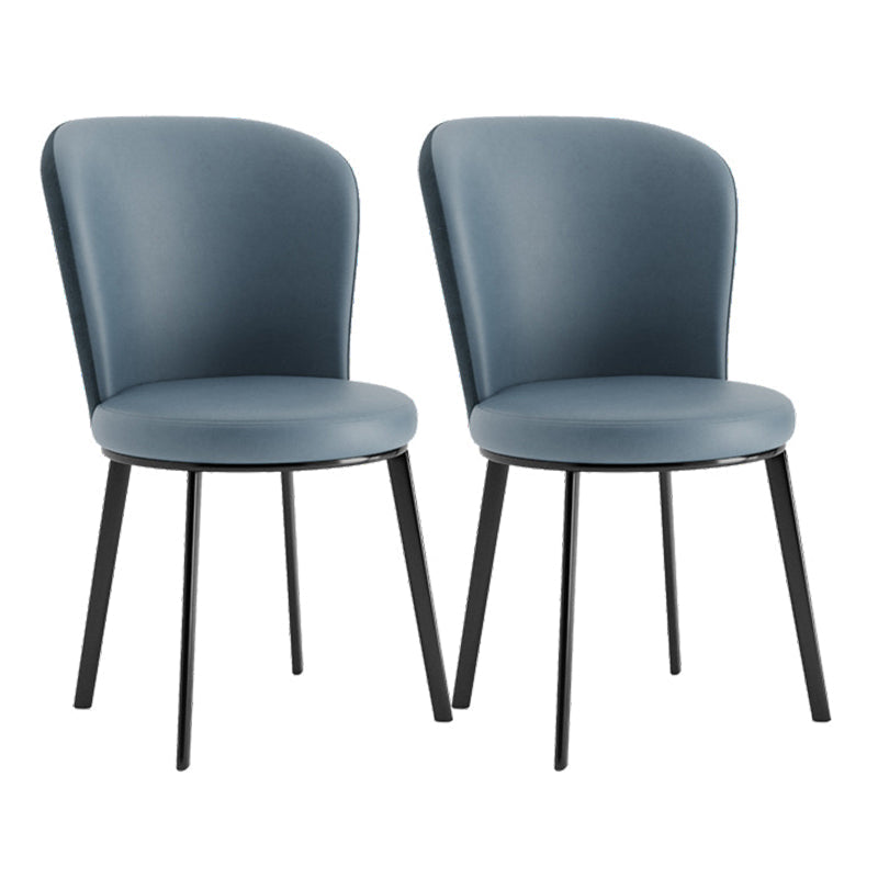 Contemporary Dining Room Side Chairs Matte Finish Leather Curved Parsons Chair Blue 2 Piece Set Clearhalo ' kitchen&dining_furn' 'Dining Chairs' 'Dining Tables & Seating' 'dining_chair' 'furn' 'furn_dining_chair' 'Furniture' 'furniture_dining_chair' 'Kitchen & Dining Furniture' 'kitchen' 4511598